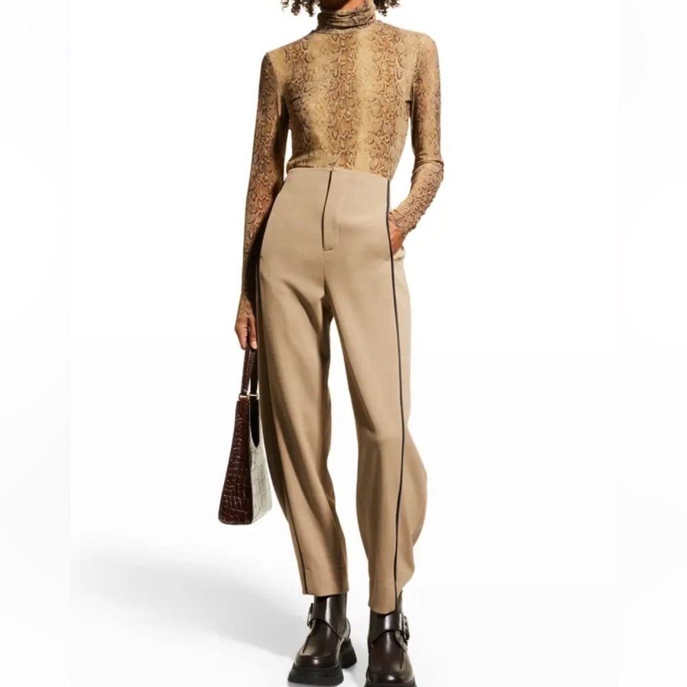 GANNI Curved Leg Striped Twill Suiting Pants Size 40 US 8/10
